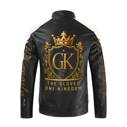 Men's Stand-up Collar Block Slim-fit Leather Jacket (DTF)
