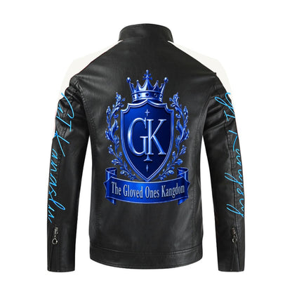 Men's Stand-up Collar Block Slim-fit Leather Jacket (DTF)