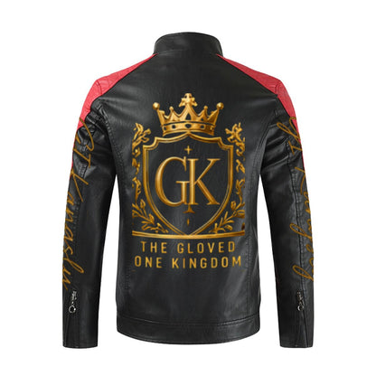 Men's Stand-up Collar Block Slim-fit Leather Jacket (DTF)